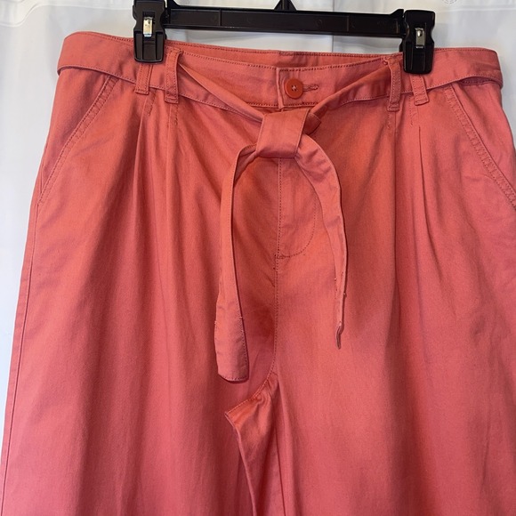 Womens  Time & Tru Size 14 Relaxed Straight Leg High Rise Coral Belt Trouser - Picture 3 of 13